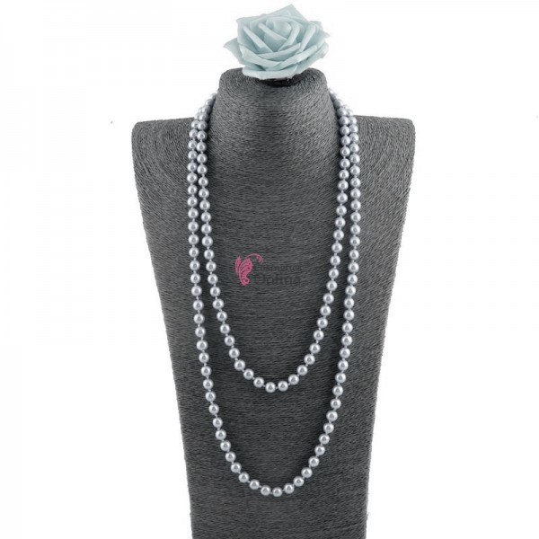 Colier  elegant AS45II cu perle din sticla Grey